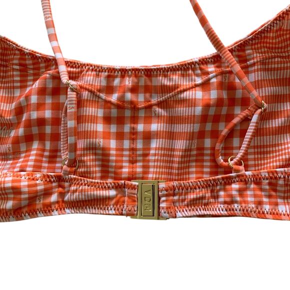 VDM Revolve Sienna Orange and White Plaid Print Swimwear Bikini Top Small - Picture 4 of 7